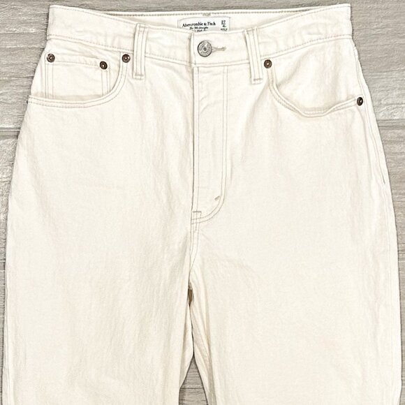Abercrombie & Fitch The ‘90s Straight Ultra High Rise in Cream Vent Hem Sz 27/4R - Picture 6 of 16